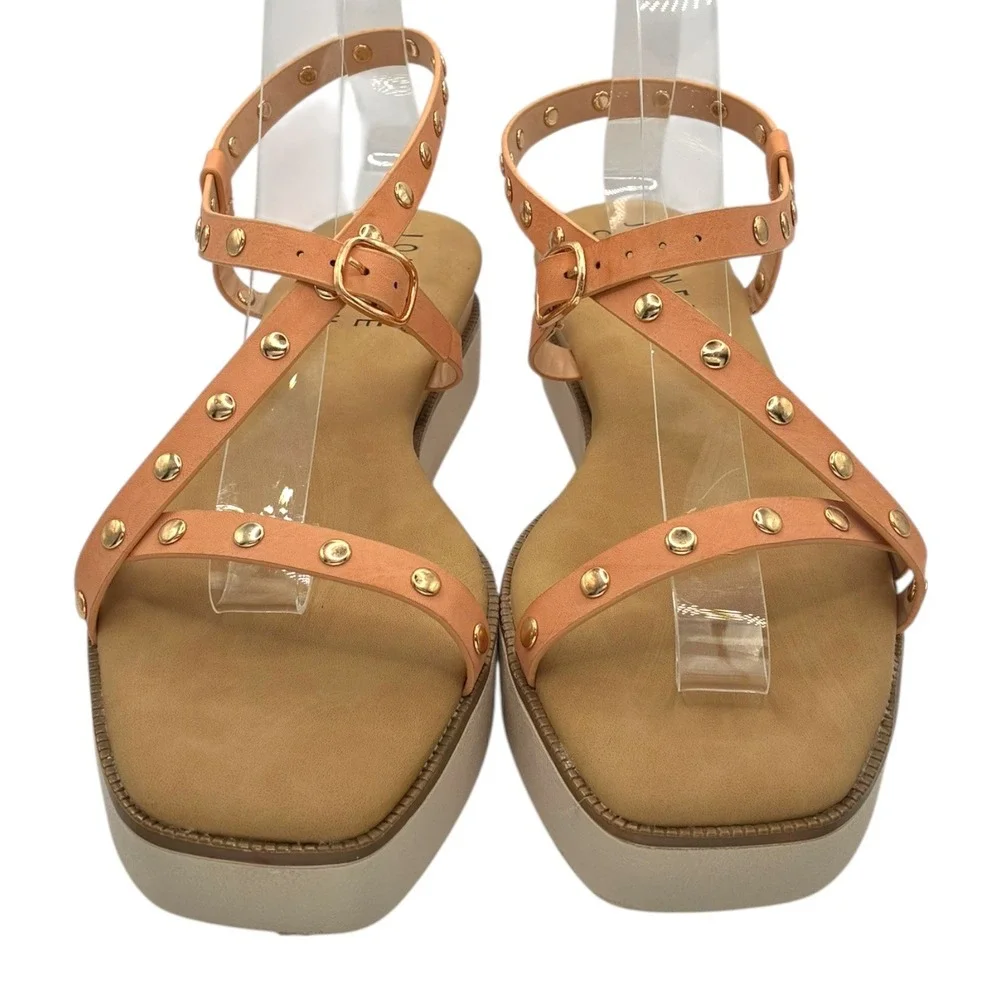 Journee Collection Lindsay Blush Studded Platform‎ Sandals Size 9 NIB